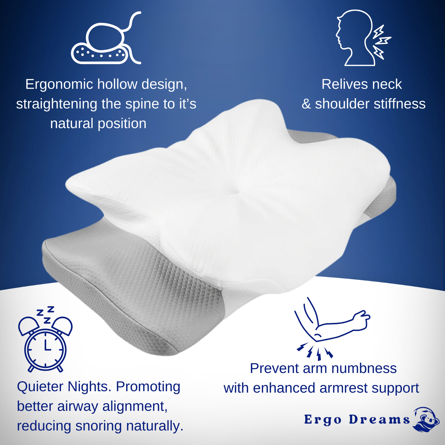 ComfyCloud™ Ergonomic Pillow | Prevent Neck & Shoulder Pain | Rest & Sleep Peacefully